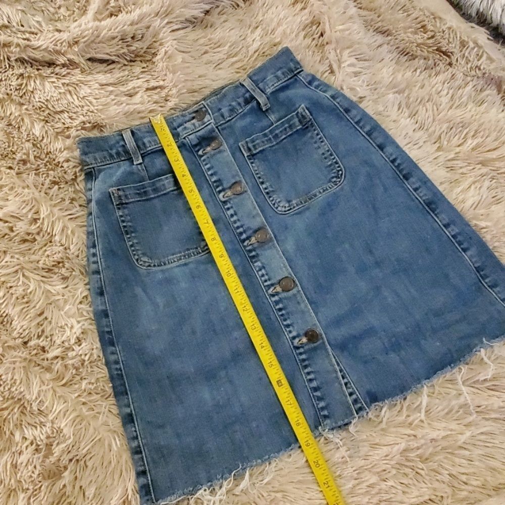 Hidden Jeans Button Down Distressed Hem Skirt - image 7